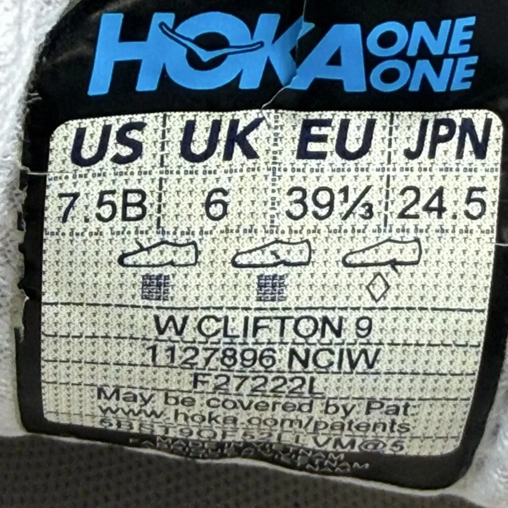 Hoka One One Clifton 9 Shoes Womens Size 7.5 White Running Sneakers 1127896 NCIW